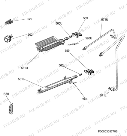 Взрыв-схема плиты (духовки) Faure FCG6109CWA - Схема узла Functional parts