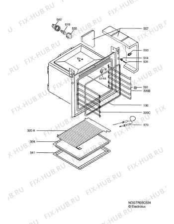 Взрыв-схема плиты (духовки) Aeg Electrolux B44319-5-M  NORDIC - Схема узла Oven