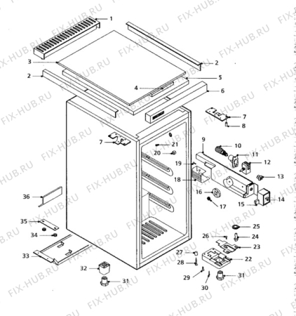 Взрыв-схема холодильника Zanussi DR43L - Схема узла Cabinet + armatures