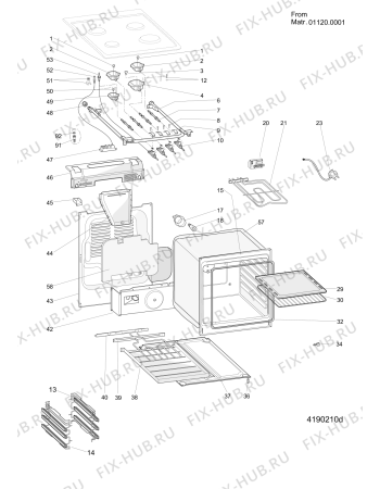 Взрыв-схема плиты (духовки) Indesit KN3G1SXUA (F078326) - Схема узла