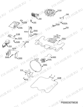 Взрыв-схема плиты (духовки) Aeg BP5931400M - Схема узла Electrical equipment