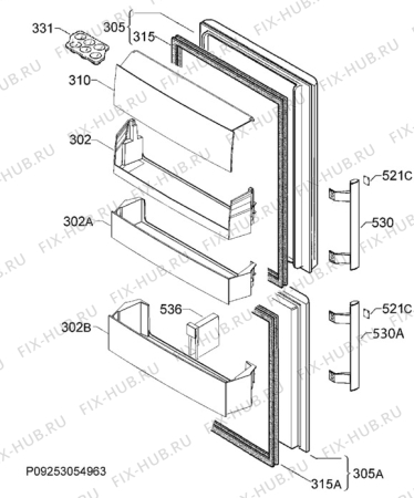 Взрыв-схема холодильника Electrolux EN3440COW - Схема узла Door 003