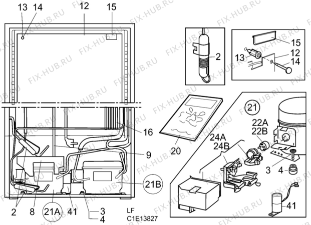 Взрыв-схема холодильника Asko KF74 - Схема узла C10 Cold, users manual