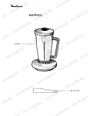 Взрыв-схема блендера (миксера) Moulinex A327R1I(1) - Схема узла 6P001167.0P2