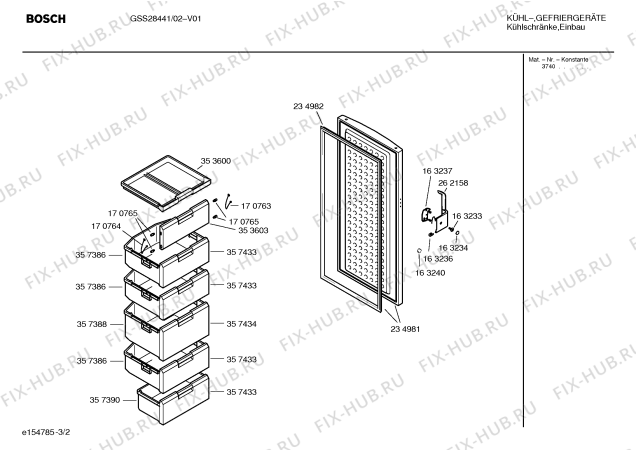 Схема №3 GSS28441 с изображением Передняя панель для холодильника Bosch 00470745
