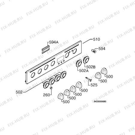 Взрыв-схема плиты (духовки) Aeg Electrolux 37006GM-WN - Схема узла Command panel 037