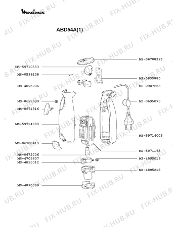 Взрыв-схема блендера (миксера) Moulinex ABD54A(1) - Схема узла 7P000846.7P2