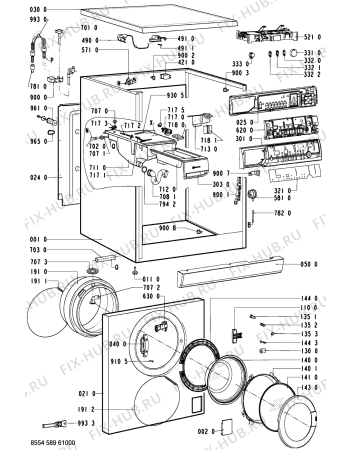 Схема №2 WAL 10986/2 с изображением Шарнир люка для стиралки Whirlpool 481241719023