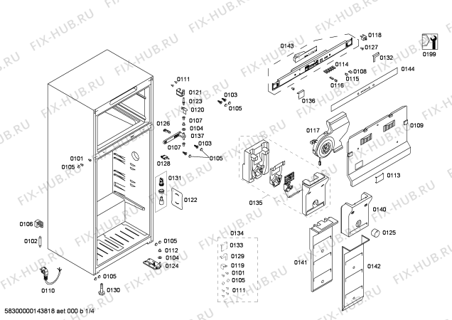 Схема №4 KDN36X43 с изображением Дверь морозильной камеры для холодильника Bosch 00247165
