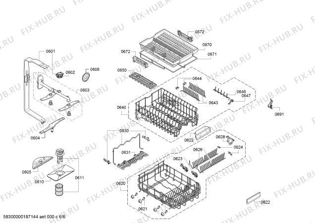 Схема №6 SRVKBT01 с изображением Силовой модуль запрограммированный для посудомойки Bosch 12008728