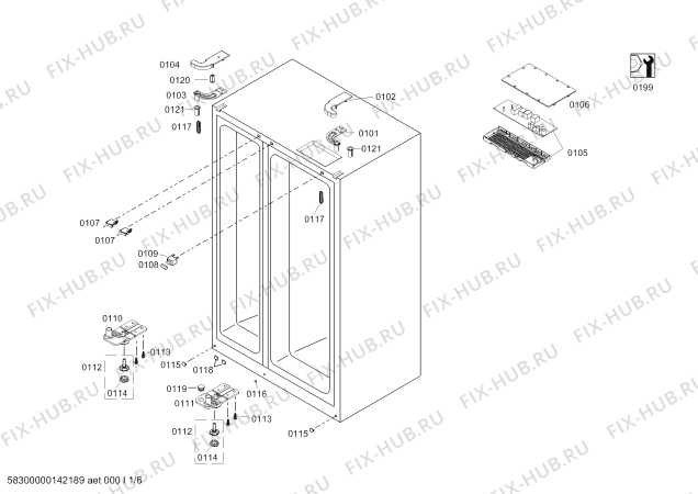 Схема №6 KAN62S90TI с изображением Дверь для холодильной камеры Bosch 00711388