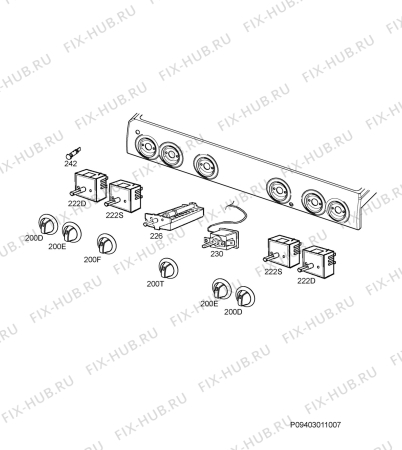 Взрыв-схема плиты (духовки) Electrolux EKC60058W - Схема узла Command panel 037