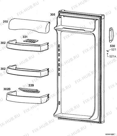 Взрыв-схема холодильника Zanussi ZRA324SW - Схема узла Door 003