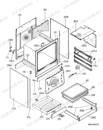 Взрыв-схема плиты (духовки) Electrolux CF6520 - Схема узла Housing 001