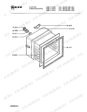 Схема №5 195305413 1038.11HCF с изображением Внутренняя дверь для электропечи Bosch 00201672