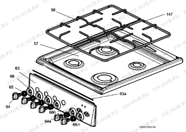 Взрыв-схема плиты (духовки) Electrolux EKK510503X - Схема узла Section 4