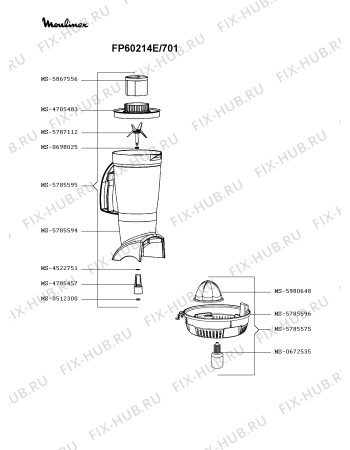 Взрыв-схема кухонного комбайна Moulinex FP60214E/701 - Схема узла RP003084.3P3