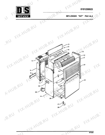 Схема №2 PAC AL2 с изображением Корпусная деталь для кондиционера DELONGHI 593183