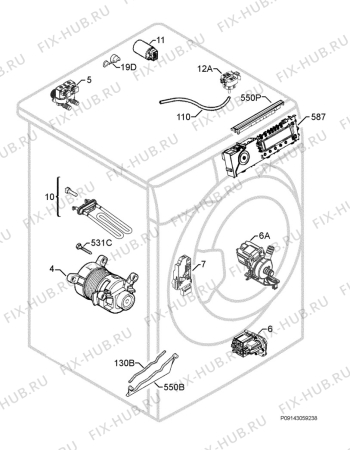 Взрыв-схема стиральной машины Rex Electrolux RWN127430W - Схема узла Electrical equipment 268