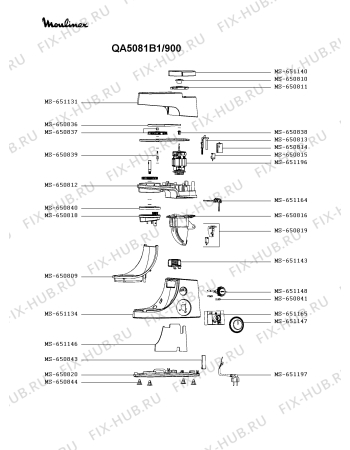 Схема №3 QA5001B1/900 с изображением Корпусная деталь для кухонного измельчителя Moulinex MS-651134