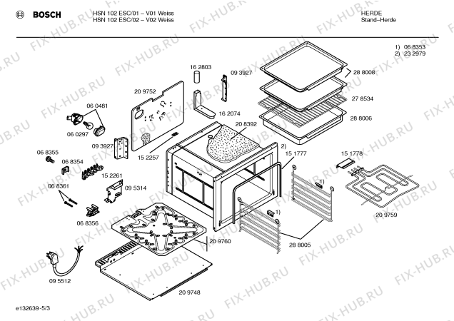 Взрыв-схема плиты (духовки) Bosch HSN102ESC - Схема узла 03