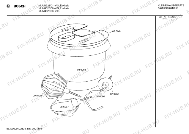 Схема №3 MUM4523 Profi 45 Microtronic с изображением Ротор для кухонного комбайна Bosch 00095426