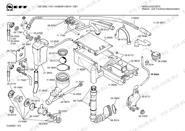 Взрыв-схема стиральной машины Neff V4280W1GB GB5062.11IH - Схема узла 05