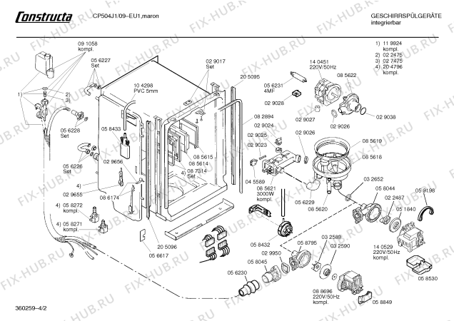 Взрыв-схема посудомоечной машины Constructa CP504J1 - Схема узла 02