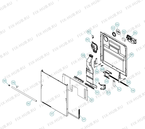 Взрыв-схема посудомоечной машины Asko D5253 XXL FI US   -Titanium FI (340992, DW70.3) - Схема узла 09