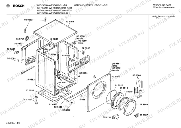 Схема №4 WFK4410FG WFK4410 с изображением Вставка для ручки для стиральной машины Bosch 00086337