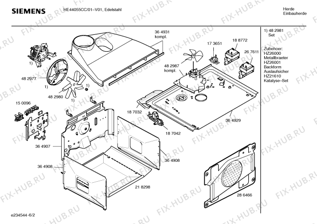 Схема №6 HE44025CC с изображением Инструкция по эксплуатации для плиты (духовки) Siemens 00584797