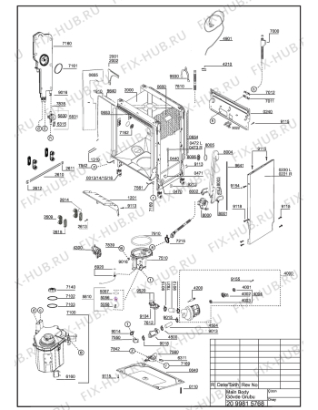 Взрыв-схема посудомоечной машины Beko DSN 6833 X (7652843942) - EXPLODED VIEW (MAIN BODY)