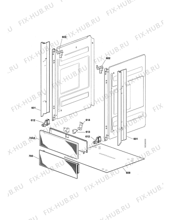 Взрыв-схема плиты (духовки) Electrolux GHSL6-4W - Схема узла Housing, outer