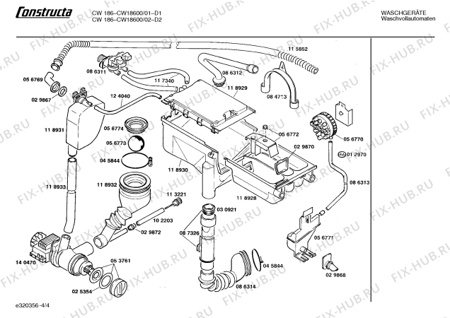 Взрыв-схема стиральной машины Constructa CW18600 CW1860 - Схема узла 04
