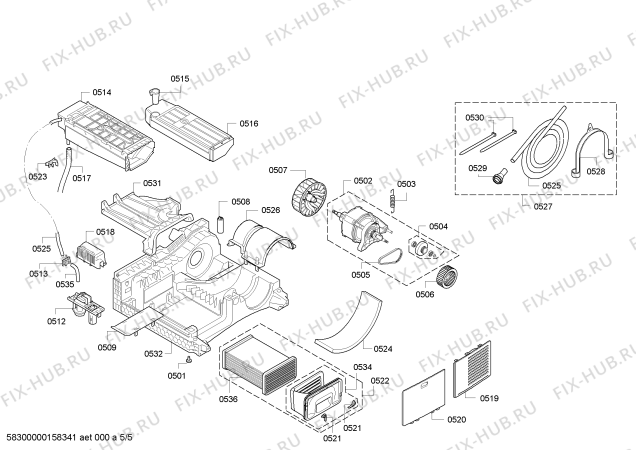 Схема №5 WTE86362SN с изображением Вкладыш для сушилки Bosch 00623144