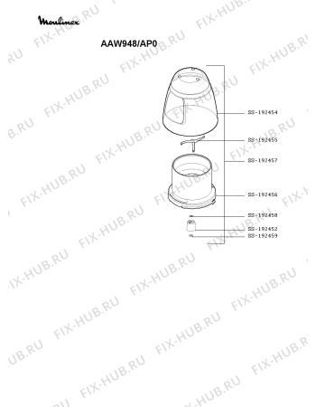 Взрыв-схема блендера (миксера) Moulinex AAW948/AP0 - Схема узла MP003199.0P3