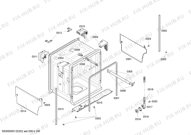 Схема №6 SHU53E06UC Electronic с изображением Дверца Bosch 00213956