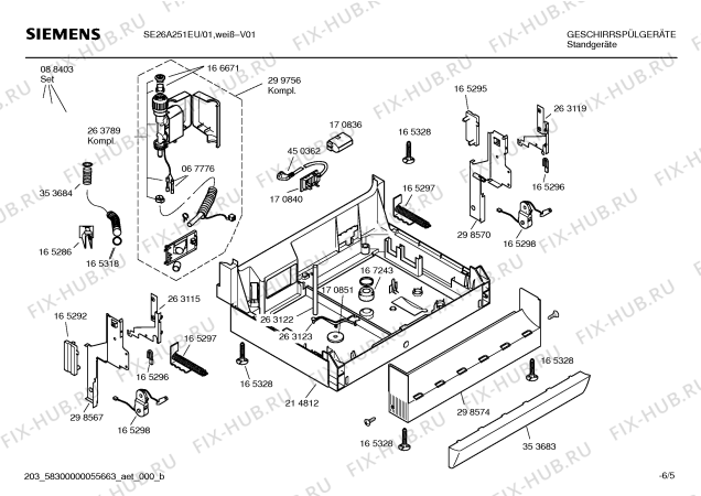 Взрыв-схема посудомоечной машины Siemens SE26A251EU - Схема узла 05