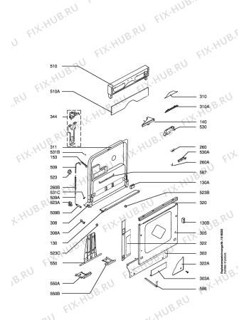 Схема №1 FAV8081I-W с изображением Панель для посудомоечной машины Aeg 1116007004