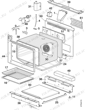 Взрыв-схема плиты (духовки) Faure CMP694W1 - Схема узла Structure