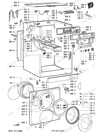 Схема №1 AWM 040 с изображением Тумблер для стиральной машины Whirlpool 481228219437