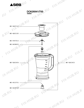 Схема №4 DO626841/700 с изображением Корпусная деталь для электрокомбайна Seb MS-5A13505
