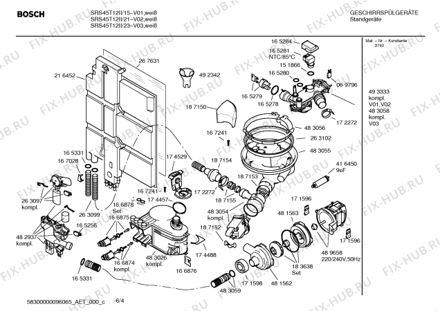 Взрыв-схема посудомоечной машины Bosch SRS45T12II - Схема узла 04