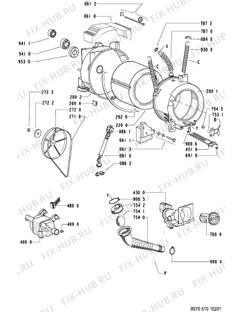 Схема №2 AWM 5104/AL с изображением Клавиша для стиральной машины Whirlpool 481251318119