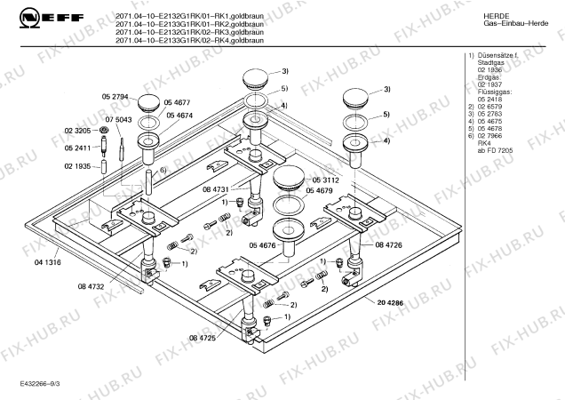 Схема №9 E2132G2GB 2071.04-10 с изображением Планка для плиты (духовки) Bosch 00282319