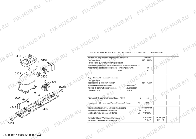 Взрыв-схема холодильника Bosch KGU36105 - Схема узла 04