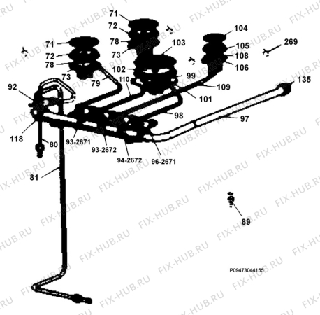 Взрыв-схема плиты (духовки) Electrolux EKG501103W - Схема узла Section 6