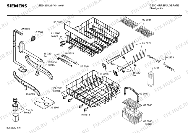 Схема №4 SE24266EU four seasons II с изображением Инструкция по эксплуатации для посудомоечной машины Siemens 00526836