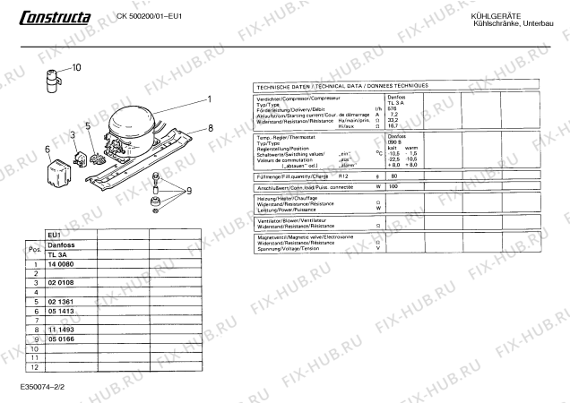 Взрыв-схема холодильника Constructa CK500200 - Схема узла 02