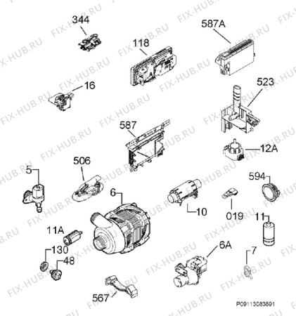 Взрыв-схема посудомоечной машины Husqvarna Electrolux QB6263I - Схема узла Electrical equipment 268